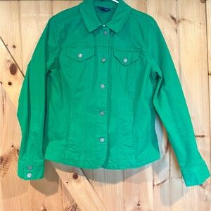 Charter Club Green Jean Jacket Classic Denim Style